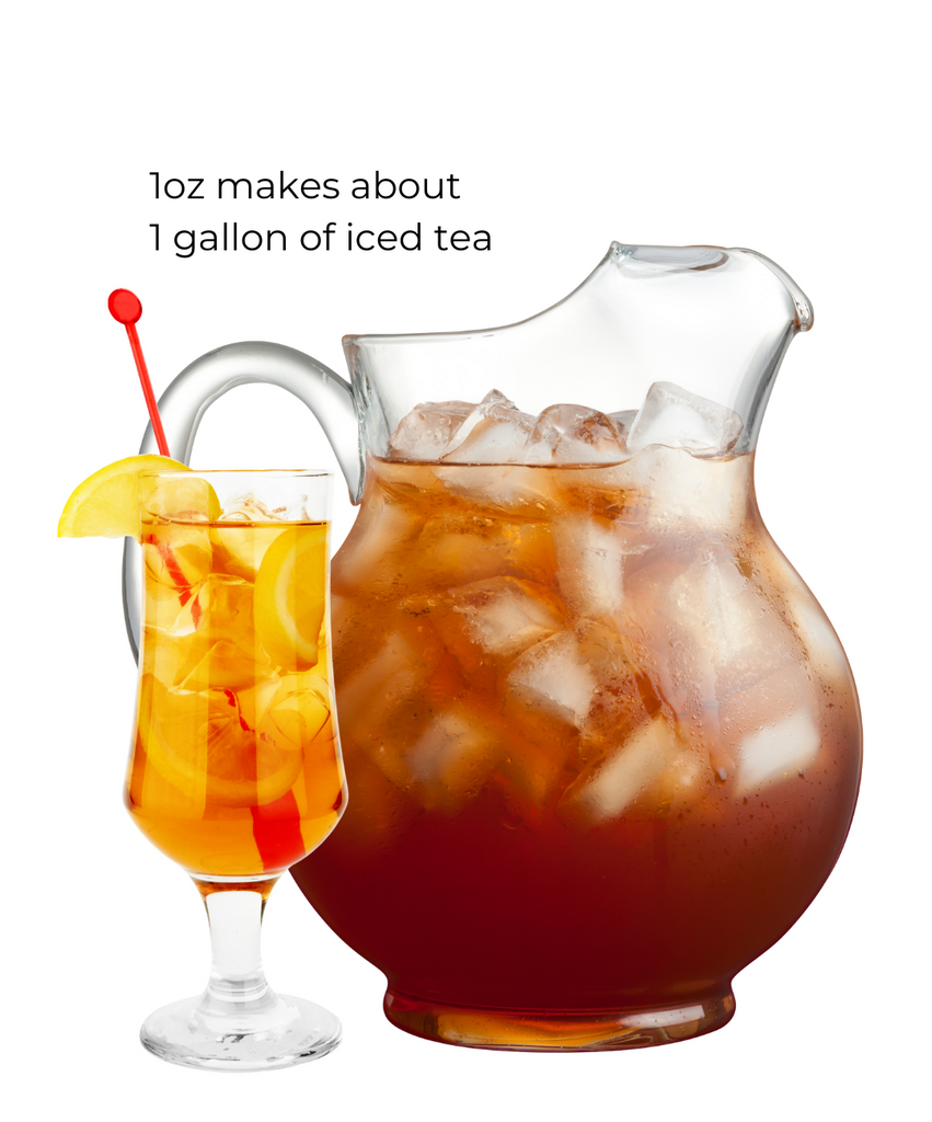 China's Best loose leaf tea iced tea measurements. One ounce creates about one gallon or pitcher of iced tea. 